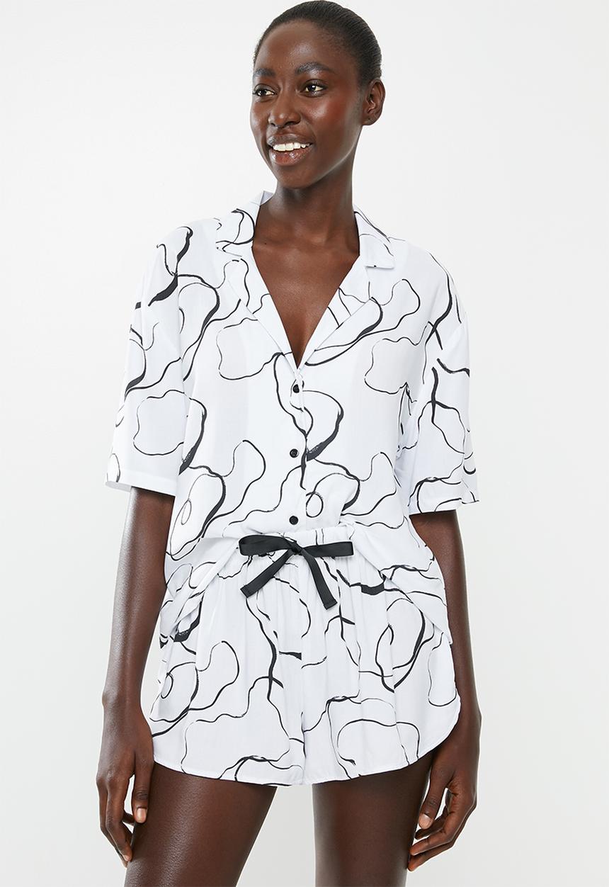 Superbalist - Sleep shirt  & shorts set - black & white