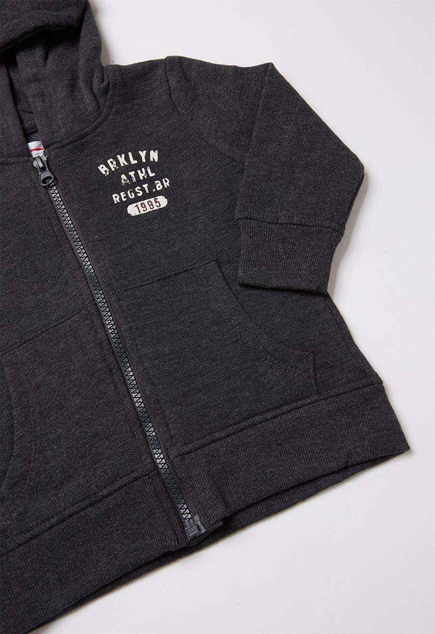 MINOTI - Brooklyn print basic hoodie - charcoal