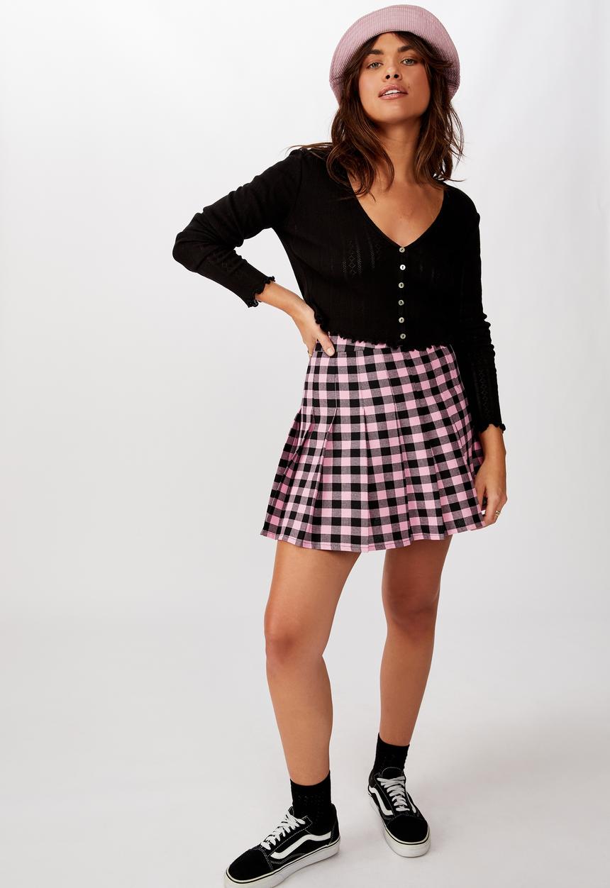 Factorie - Pleated skirt - pink/gingham