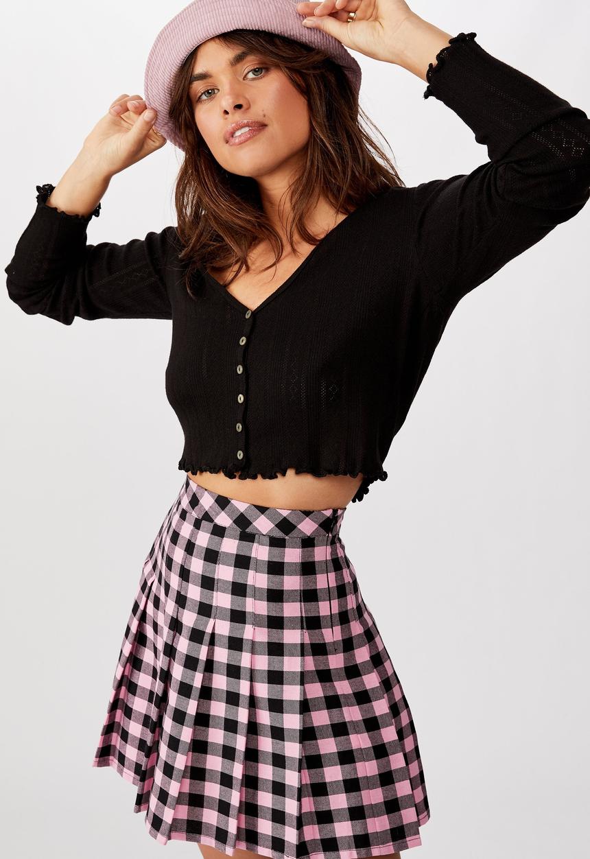Factorie - Pleated skirt - pink/gingham