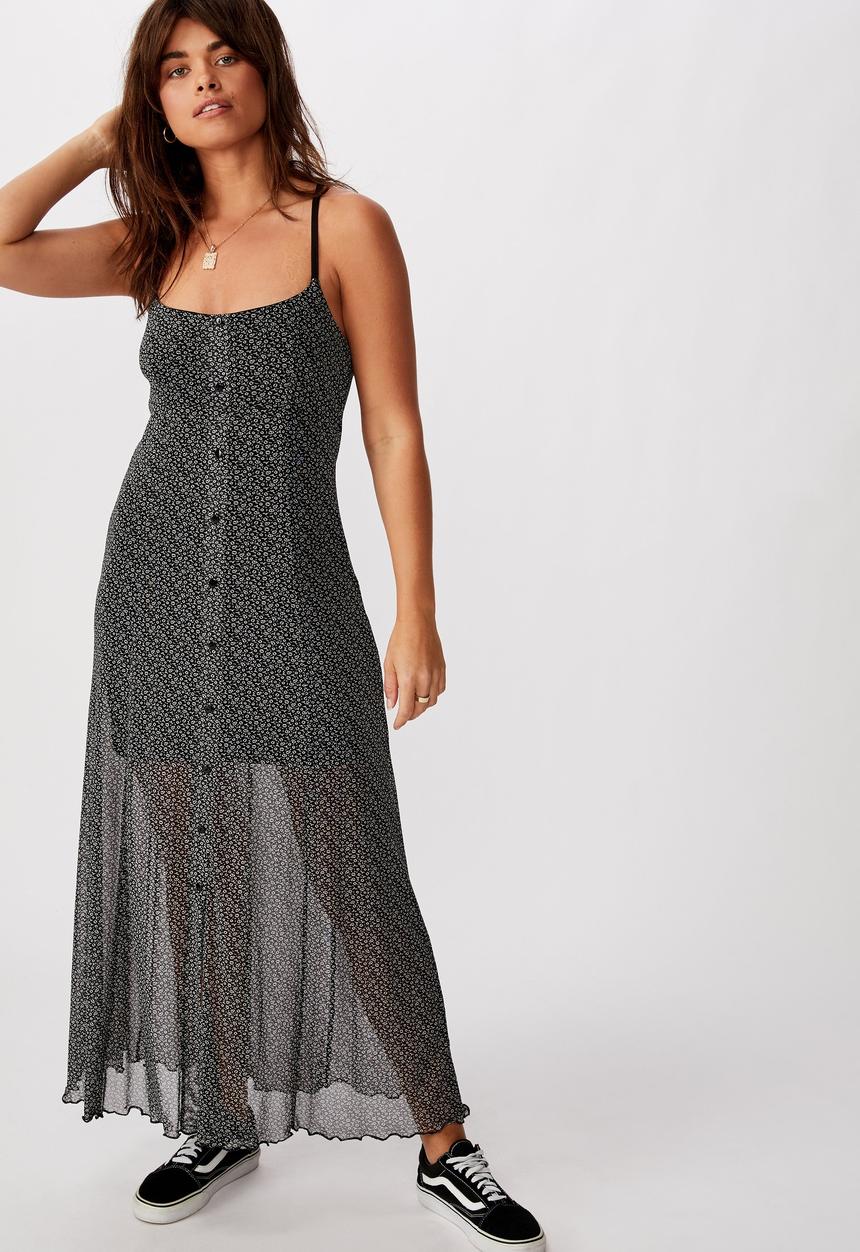 Factorie - Mesh maxi dress elsie ditsy - grey
