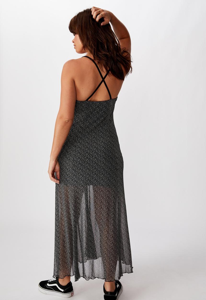 Factorie - Mesh maxi dress elsie ditsy - grey