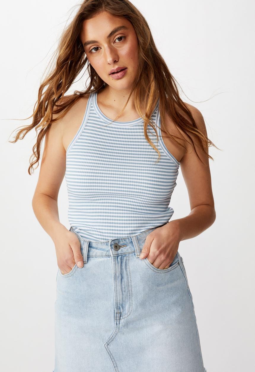 Cotton On - The turn back tank - blue & white 