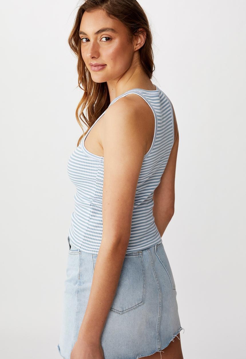 Cotton On - The turn back tank - blue & white 