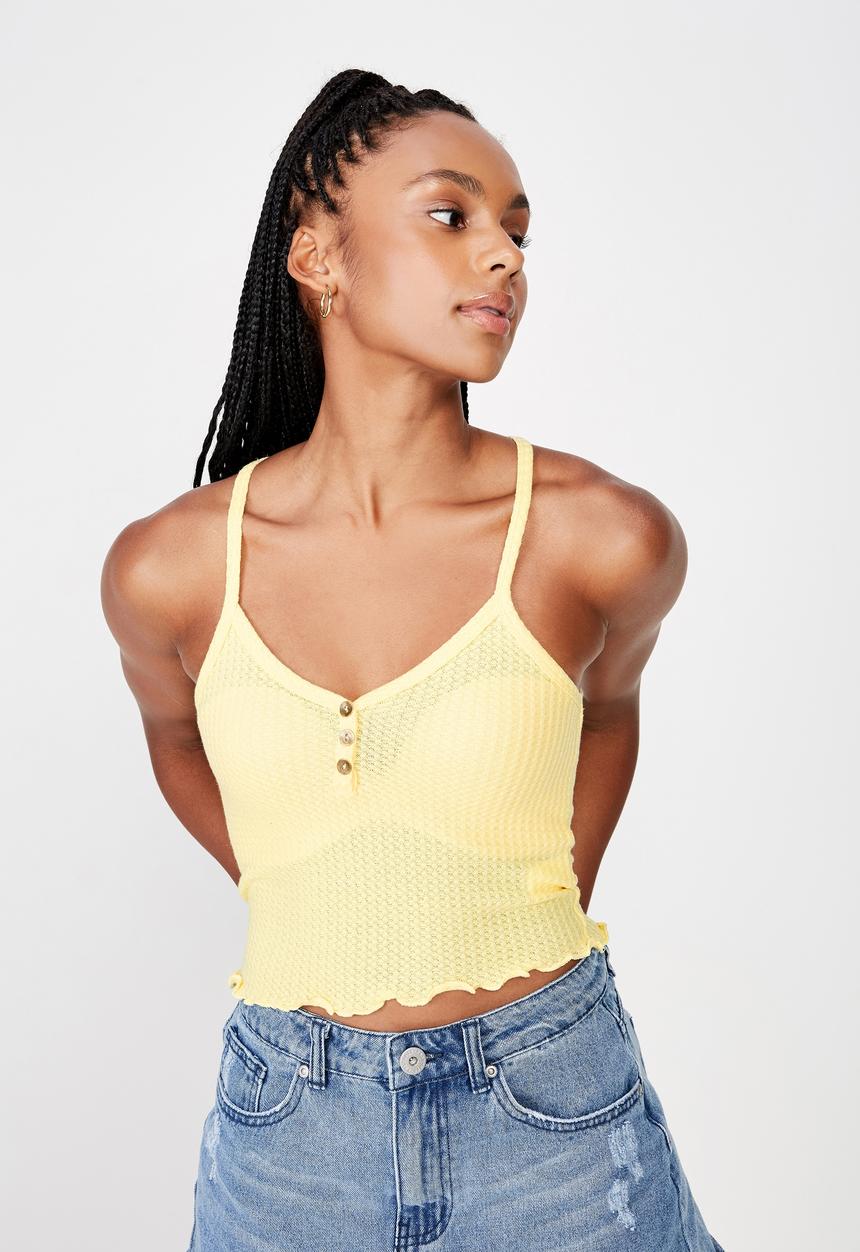 Factorie - Textured henley racer back singlet - popcorn