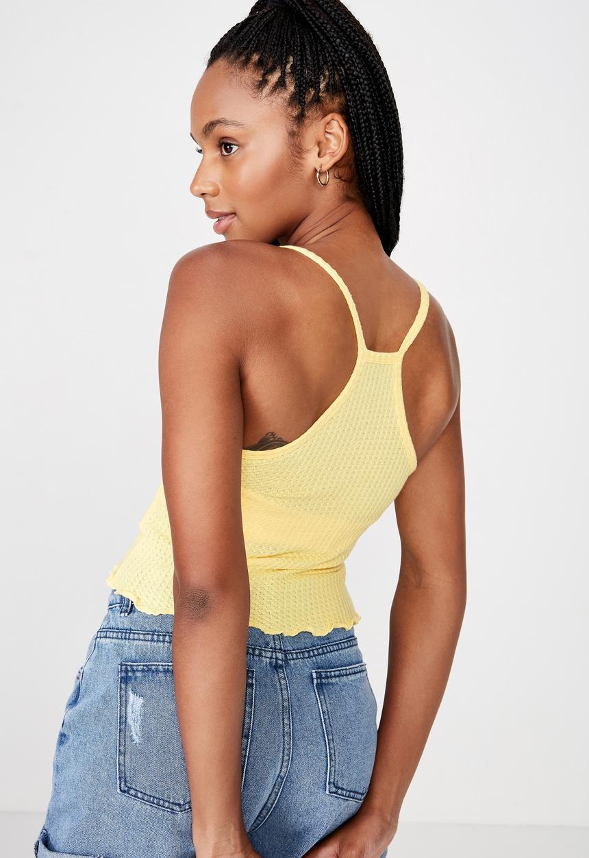 Factorie - Textured henley racer back singlet - popcorn