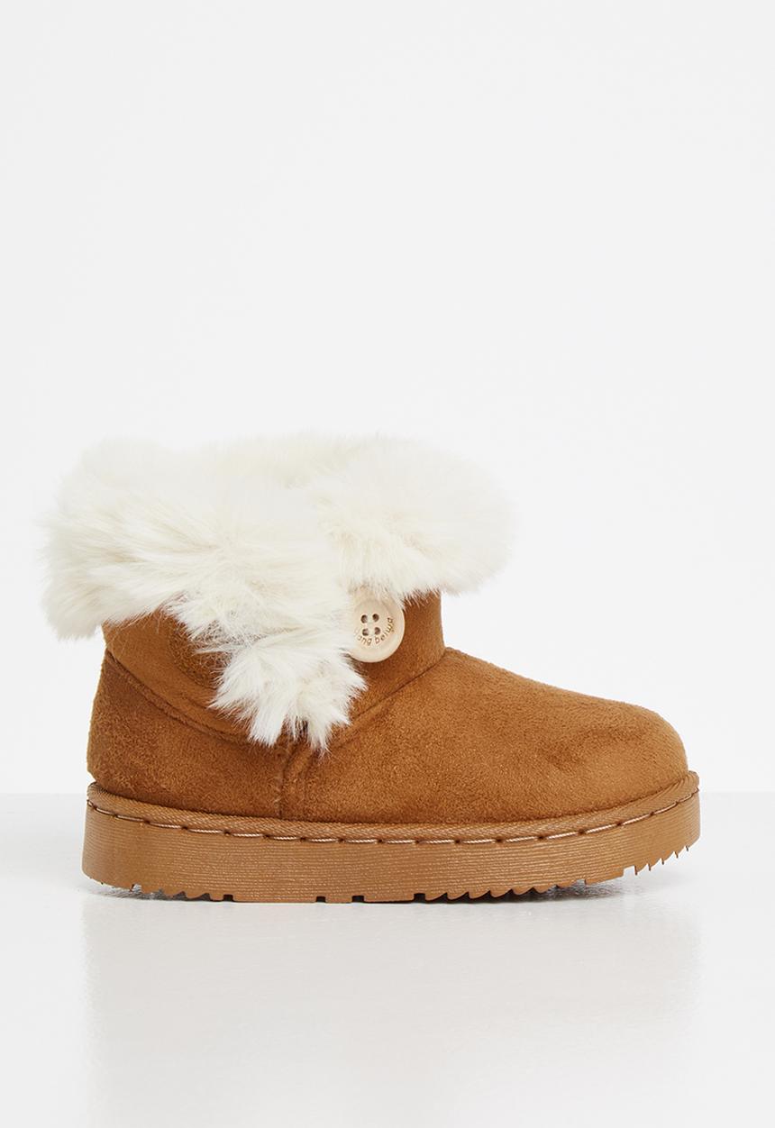 Pop Candy - Faux fur lined boot - tan