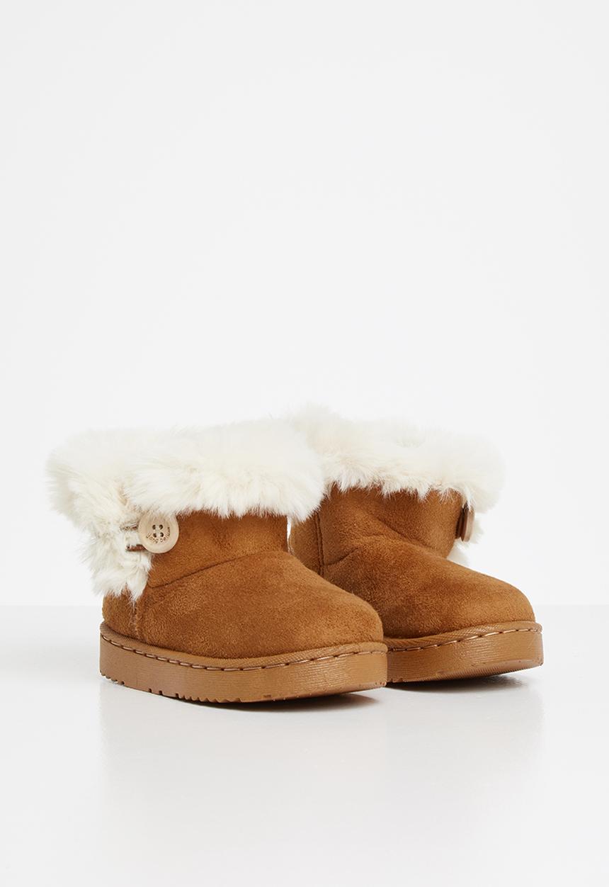 Pop Candy - Faux fur lined boot - tan