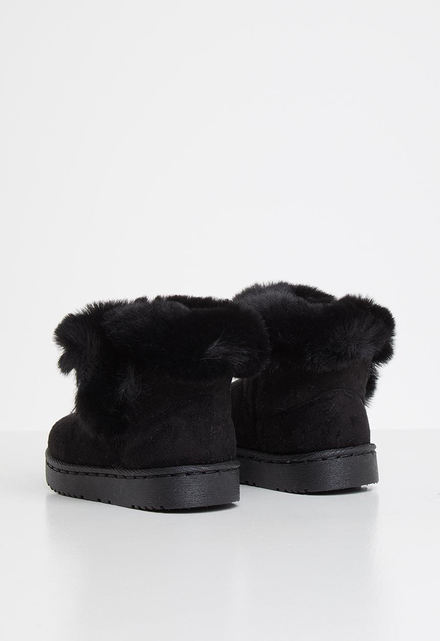 Pop Candy - Faux fur lined boot - black