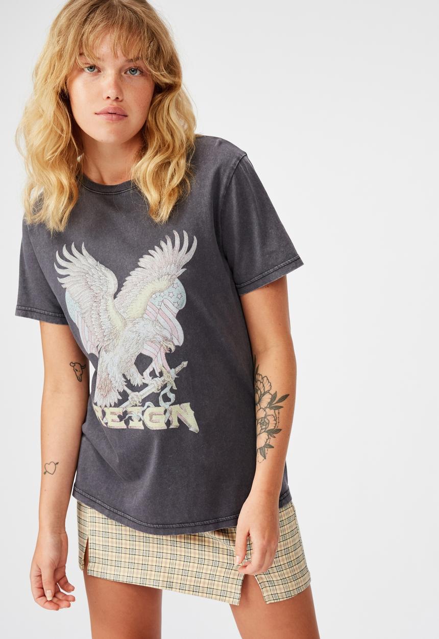 Factorie - Relaxed graphic T-shirt reign - black