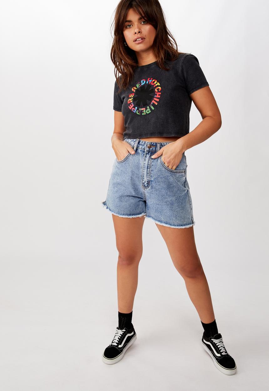Factorie - Lcn fitted graphic T-shirt red hot chilli peppers - washed black