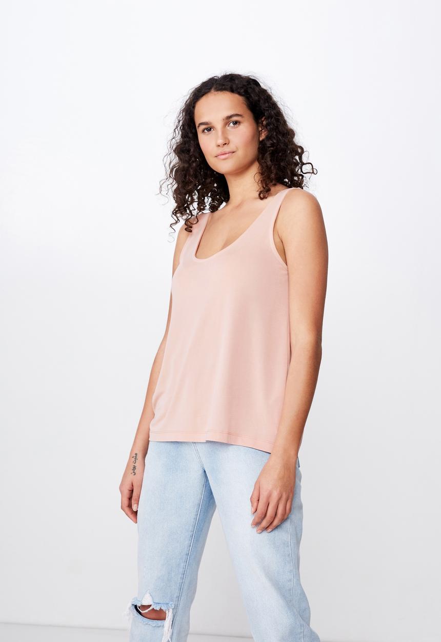 Cotton On - Tia scooped high low tank - pink 
