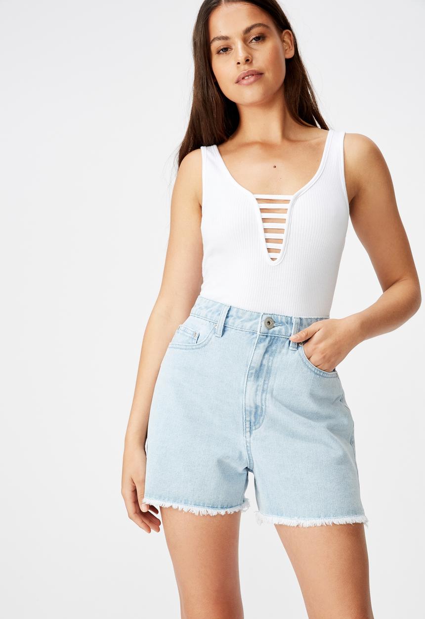 Factorie - Ladder detail crop tank top - white