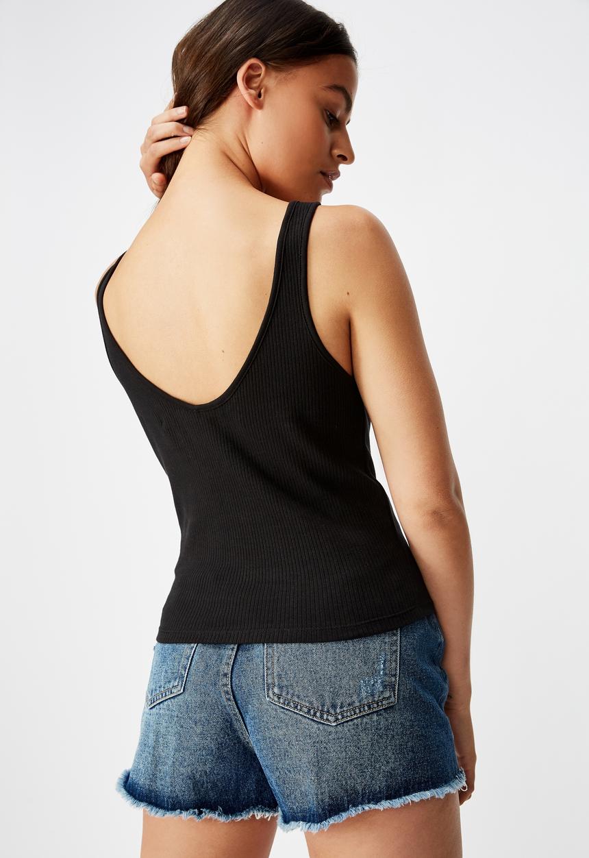 Factorie - Ladder detail crop tank top - black