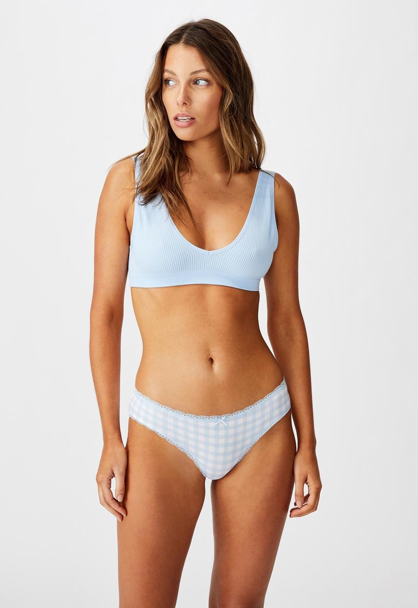 Cotton On - Charlotte lace trim bikini brief - blue
