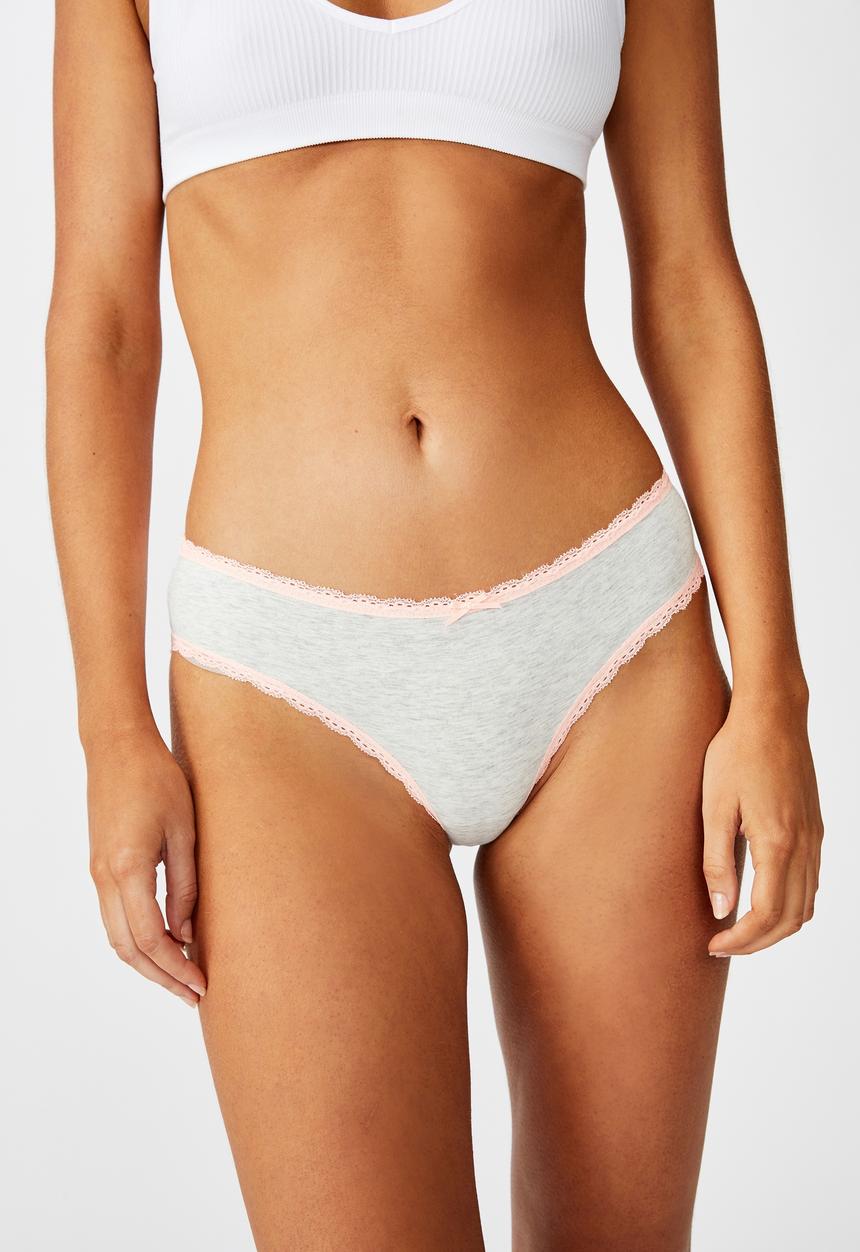 Cotton On - Charlotte lace trim bikini brief - grey