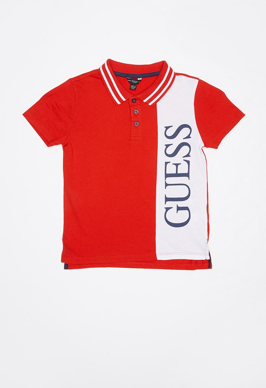 GUESS - Teens short sleeve vertical Guess polo - red
