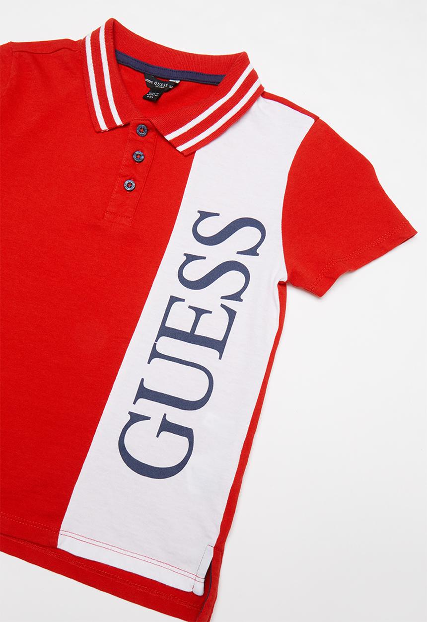 GUESS - Teens short sleeve vertical Guess polo - red