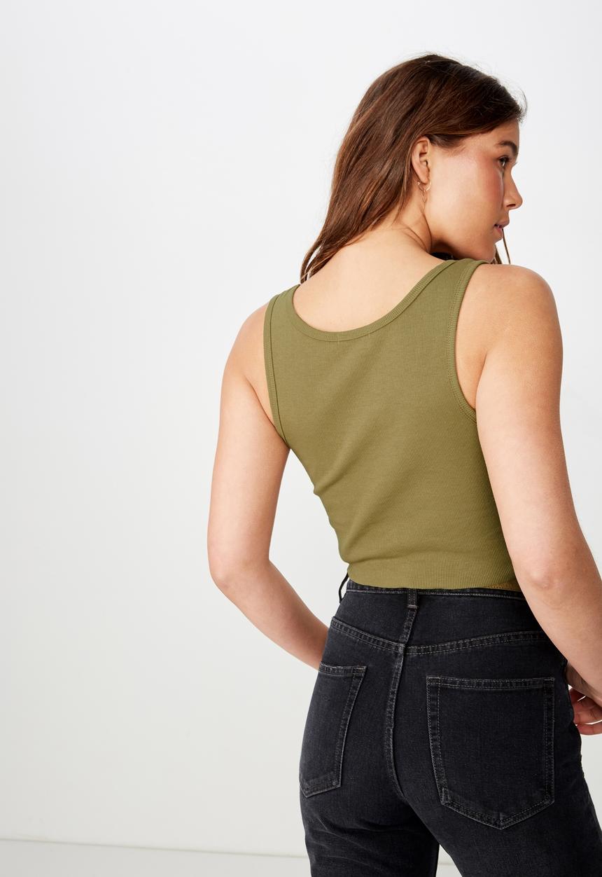 Cotton On - The sister crop tank - dried herb