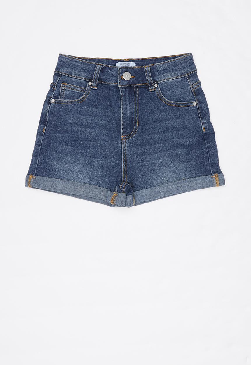 Free by Cotton On - High waist denim short - blue