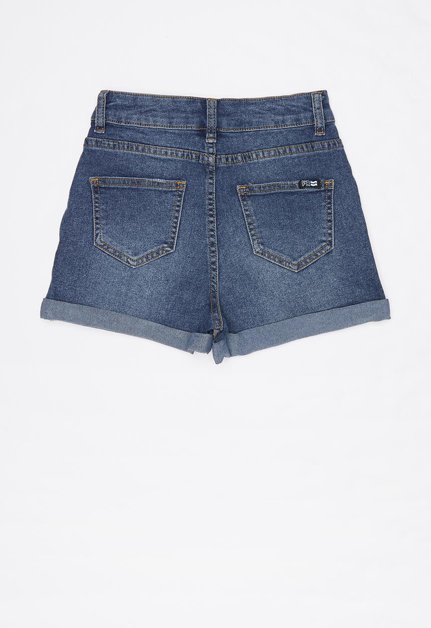 Free by Cotton On - High waist denim short - blue