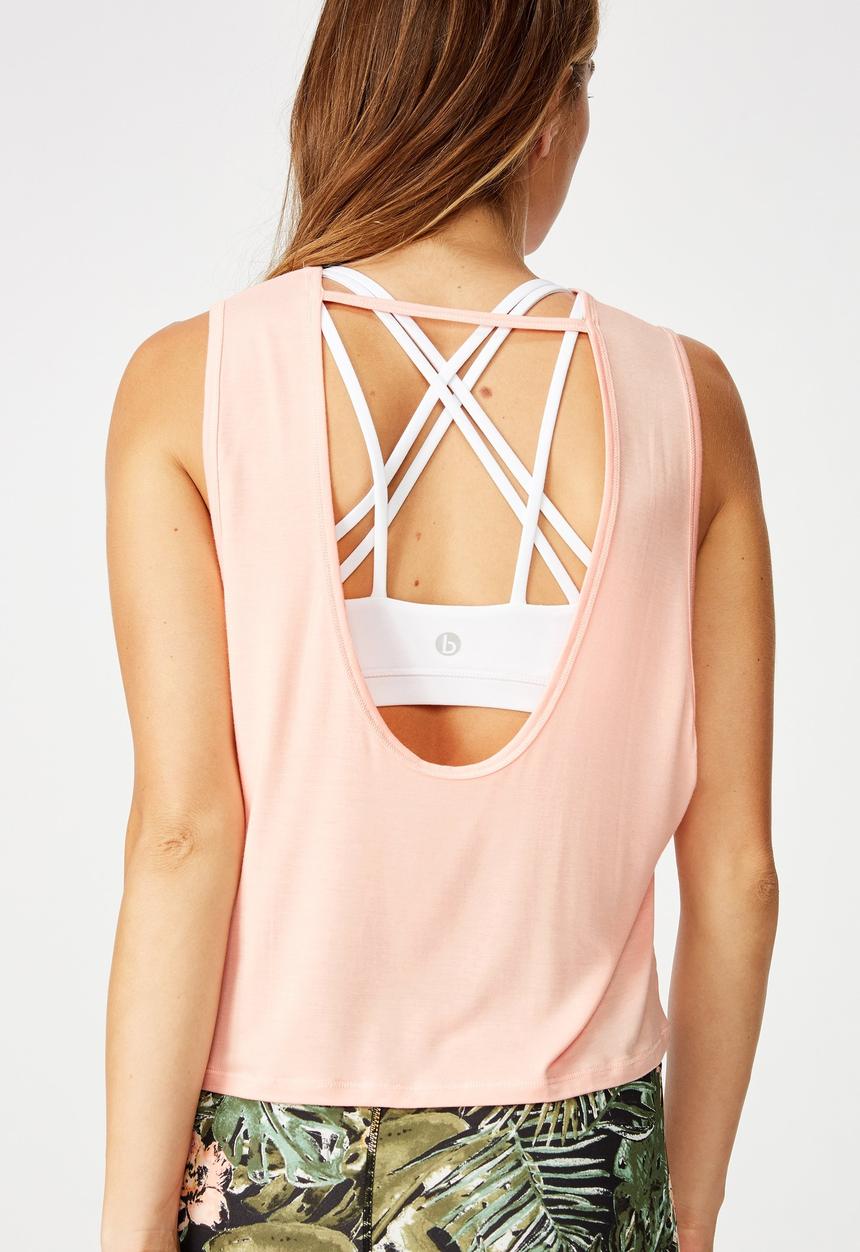 Cotton On - Cropped keyhole washed tank top - pink 
