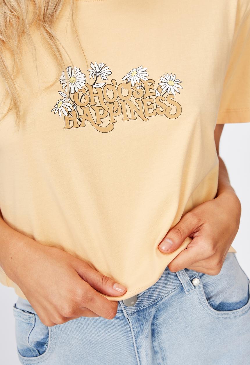Cotton On - Tbar cali graphic crop tee choose happiness - pampus