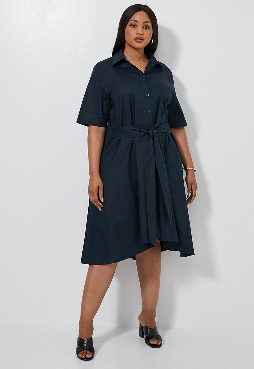 Superbalist - Dipped hem shirt dress - navy