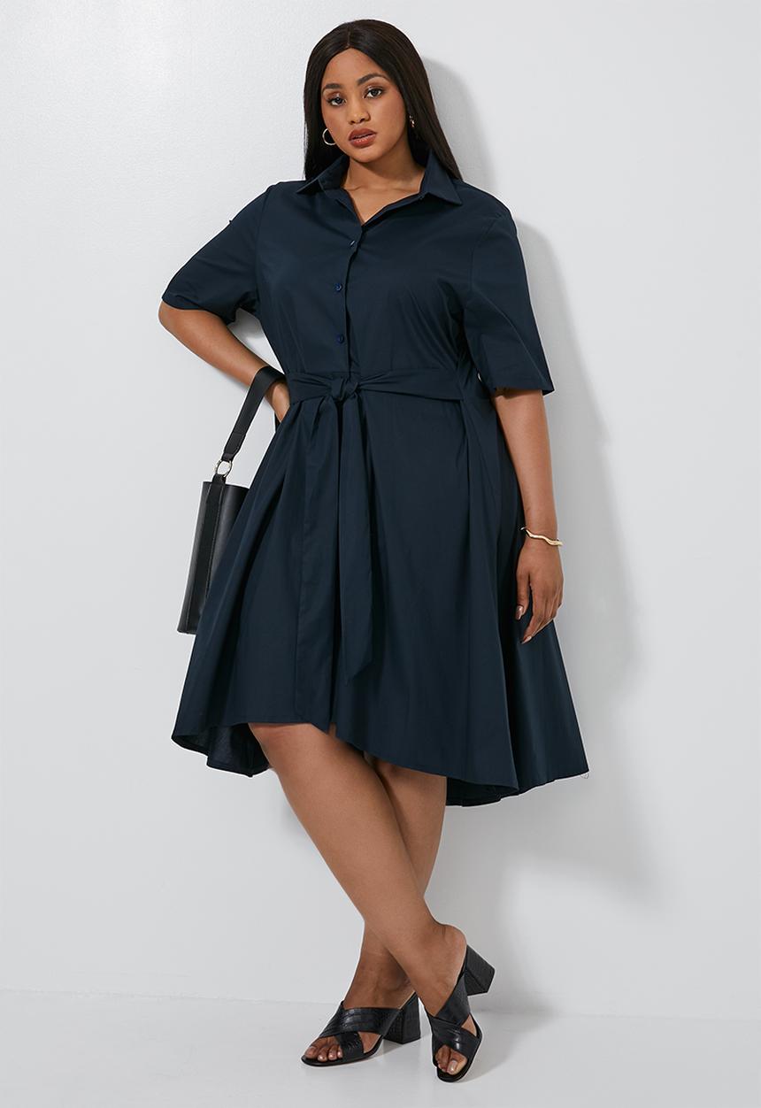 Superbalist - Dipped hem shirt dress - navy