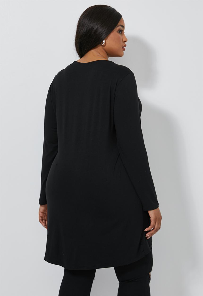 Superbalist - 3/4 Sleeve mock wrap top - black