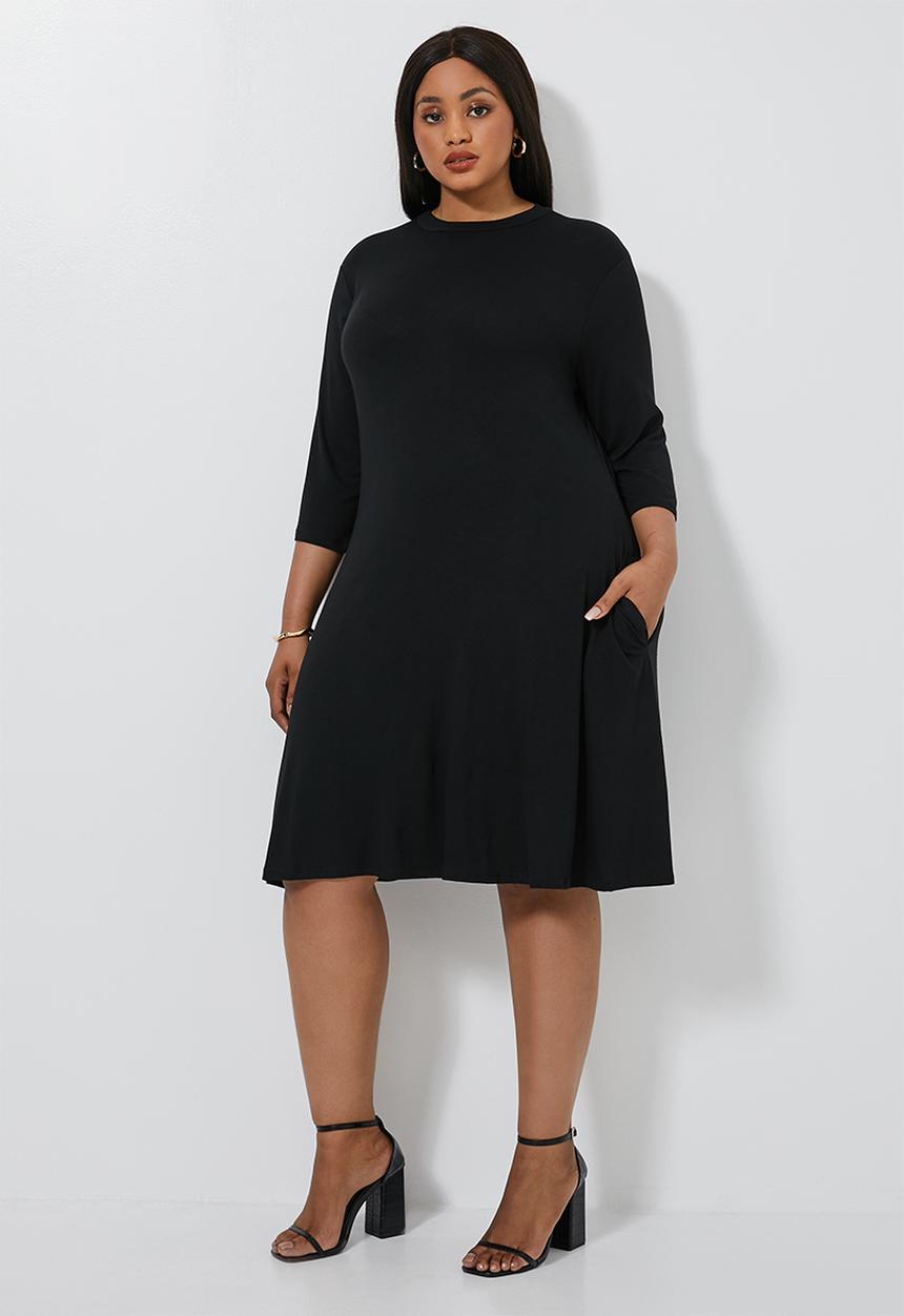 Superbalist - Ballerina sleeve pocket dress - black