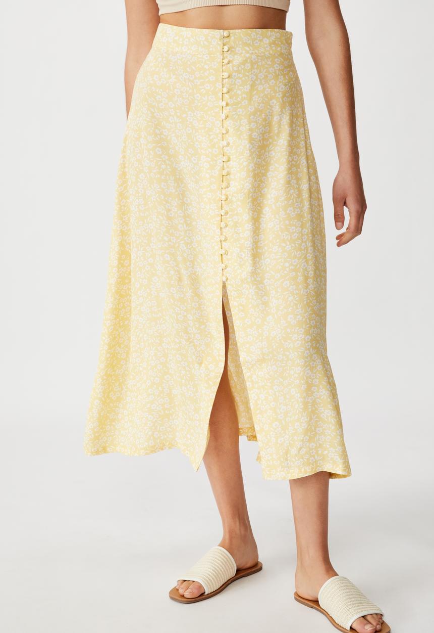 Cotton On - Summer button midi skirt - taylah ditsy sundress yellow