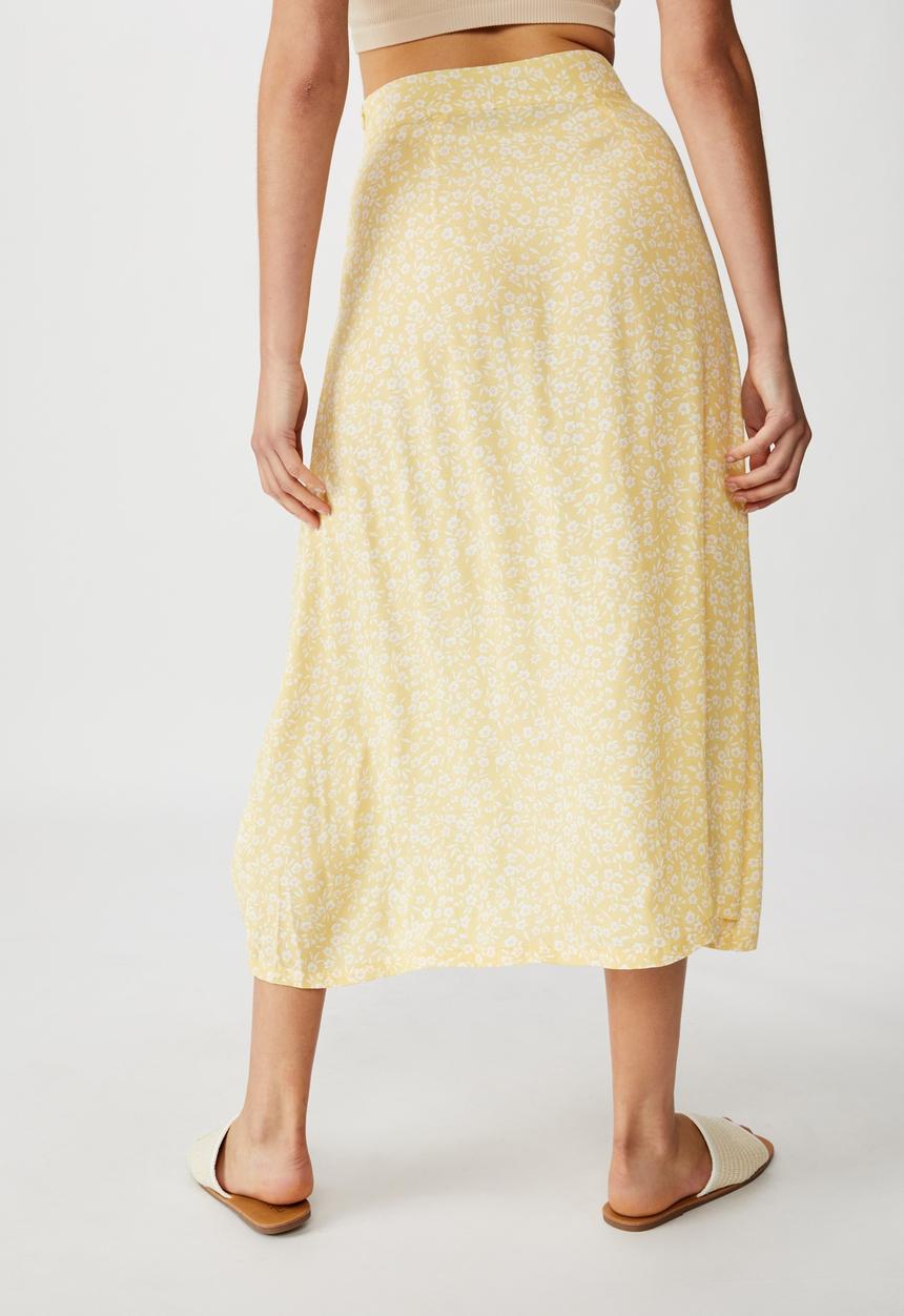 Cotton On - Summer button midi skirt - taylah ditsy sundress yellow