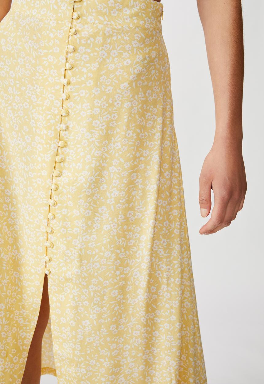 Cotton On - Summer button midi skirt - taylah ditsy sundress yellow