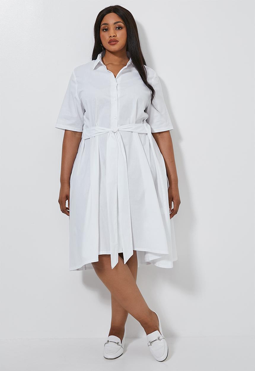 Superbalist - Dipped hem shirt dress - white