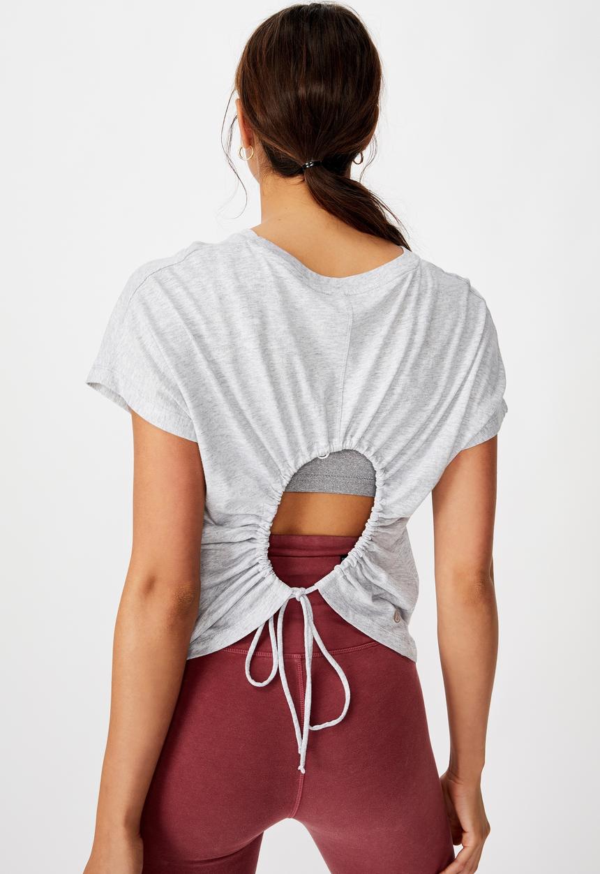 Cotton On - Drop sleeve tie back T-shirt - grey