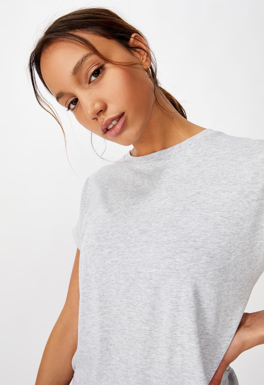 Cotton On - Drop sleeve tie back T-shirt - grey