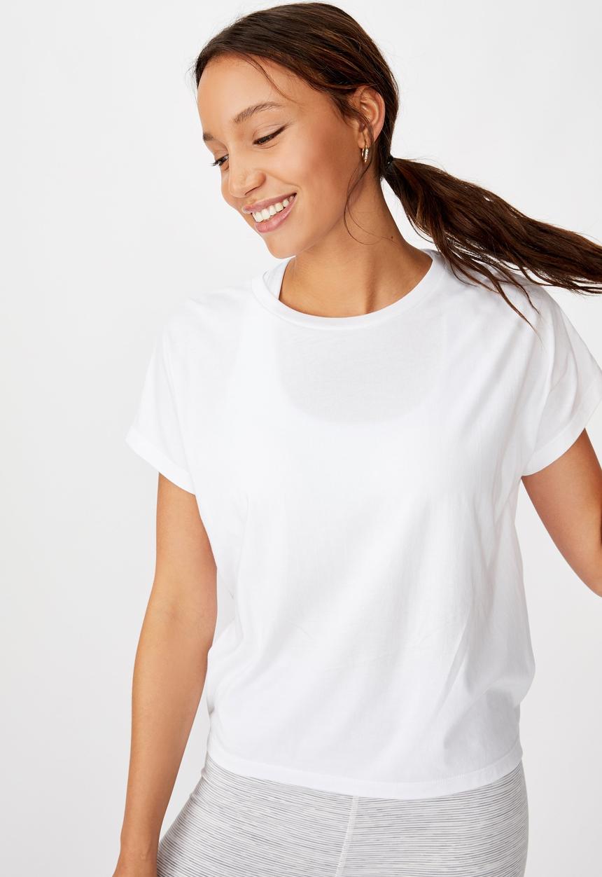 Cotton On - Drop sleeve tie back T-shirt soft cameo - white