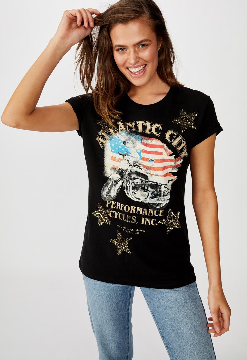 Cotton On - Premium graphic tee atlantic city - black