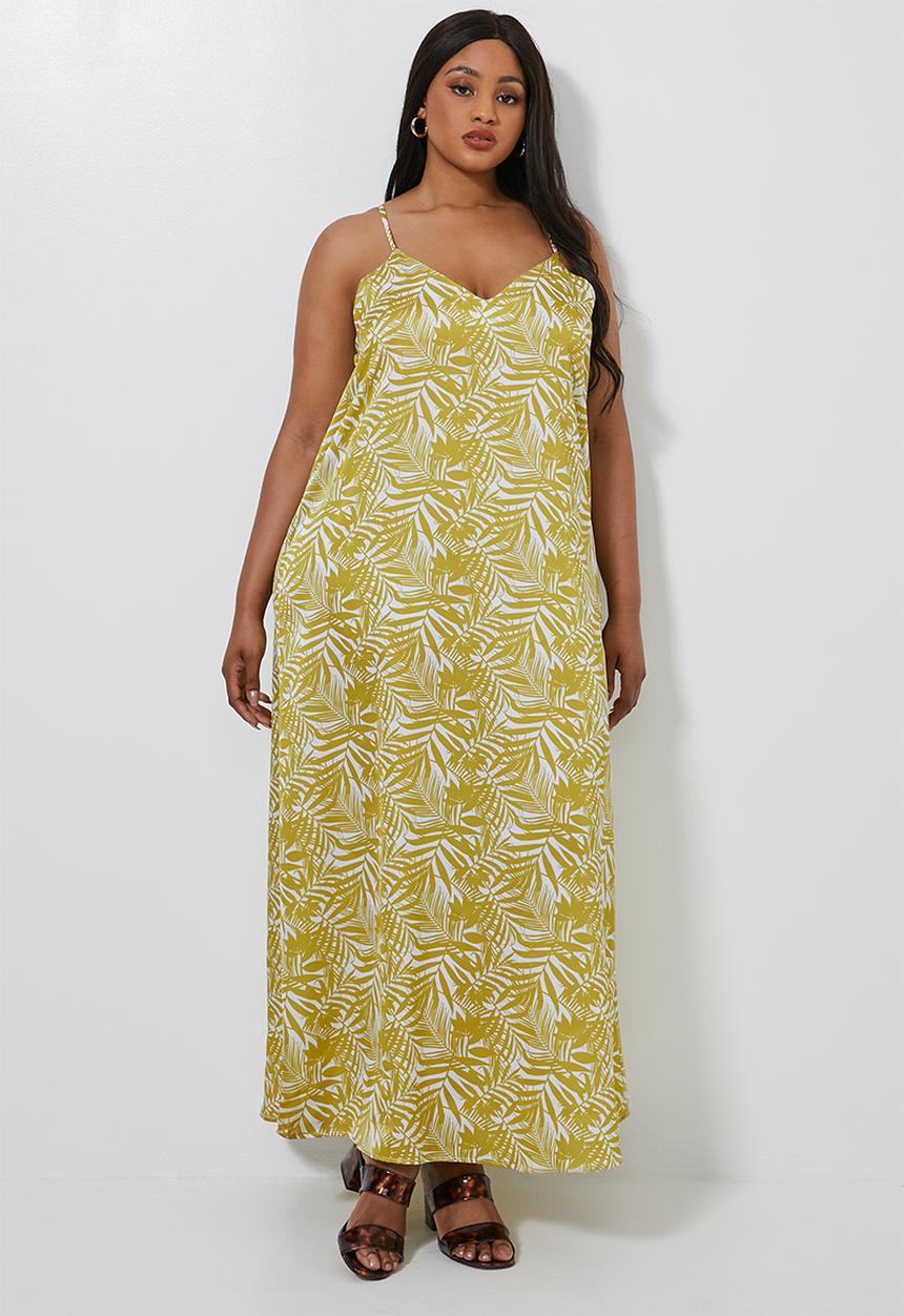 Superbalist - Plus satin slip dress - yellow & white