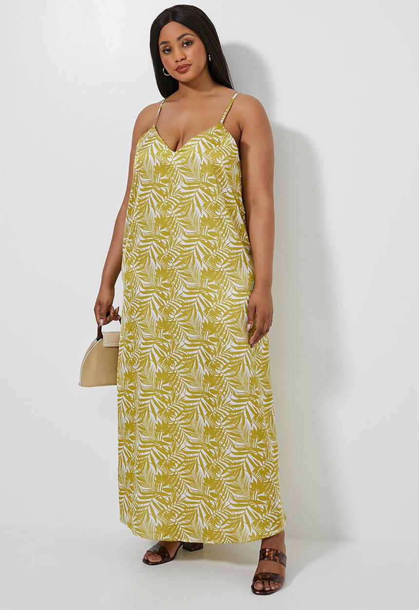 Superbalist - Plus satin slip dress - yellow & white