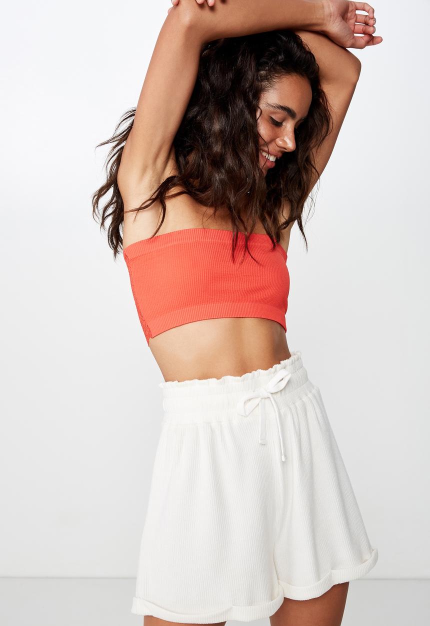 Cotton On - Rib and lace bandeau - red
