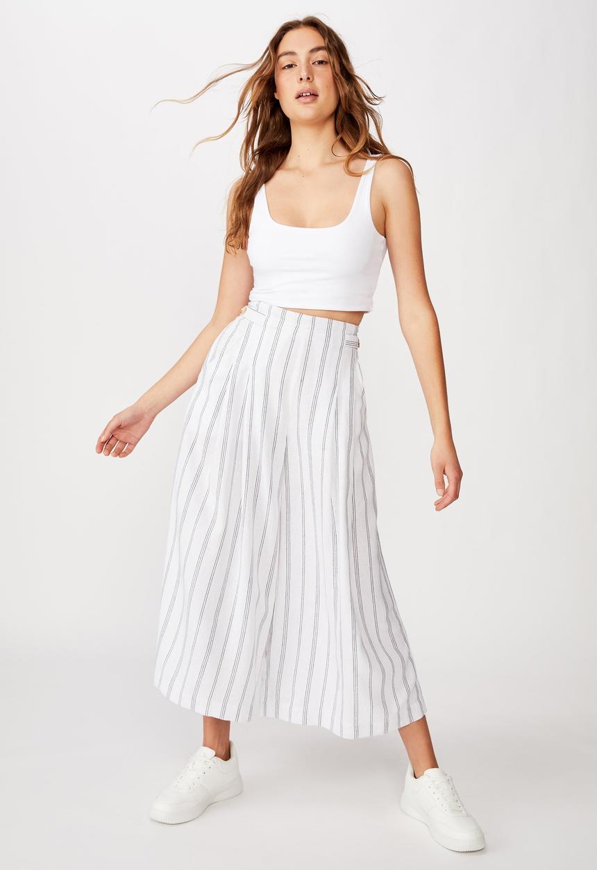 Cotton On - Luna button culotte - jasmine stripes/moon indigo