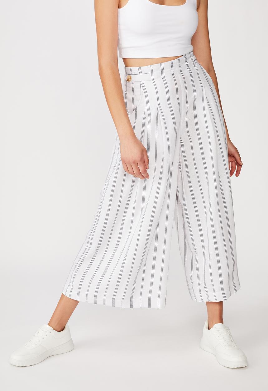 Cotton On - Luna button culotte - jasmine stripes/moon indigo
