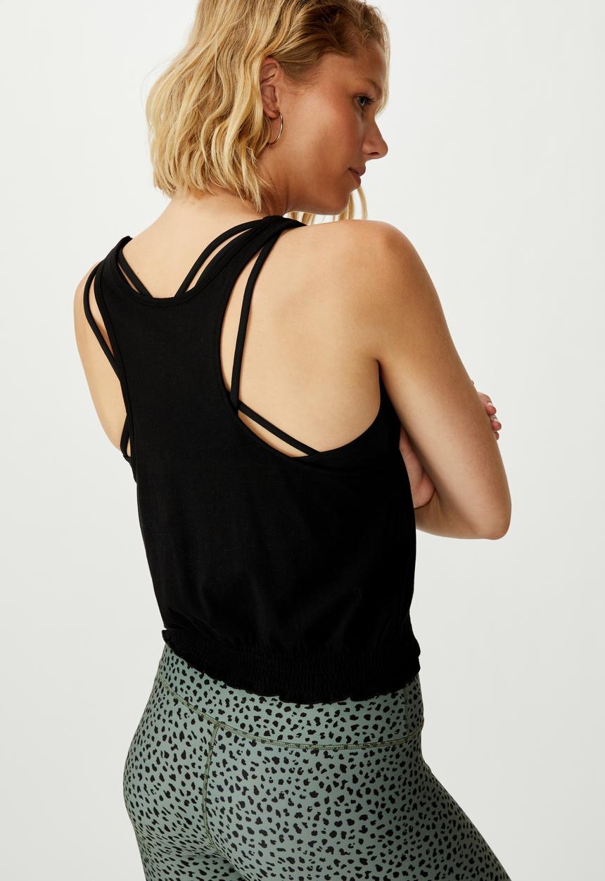 Cotton On - Ruched hem tank top - black