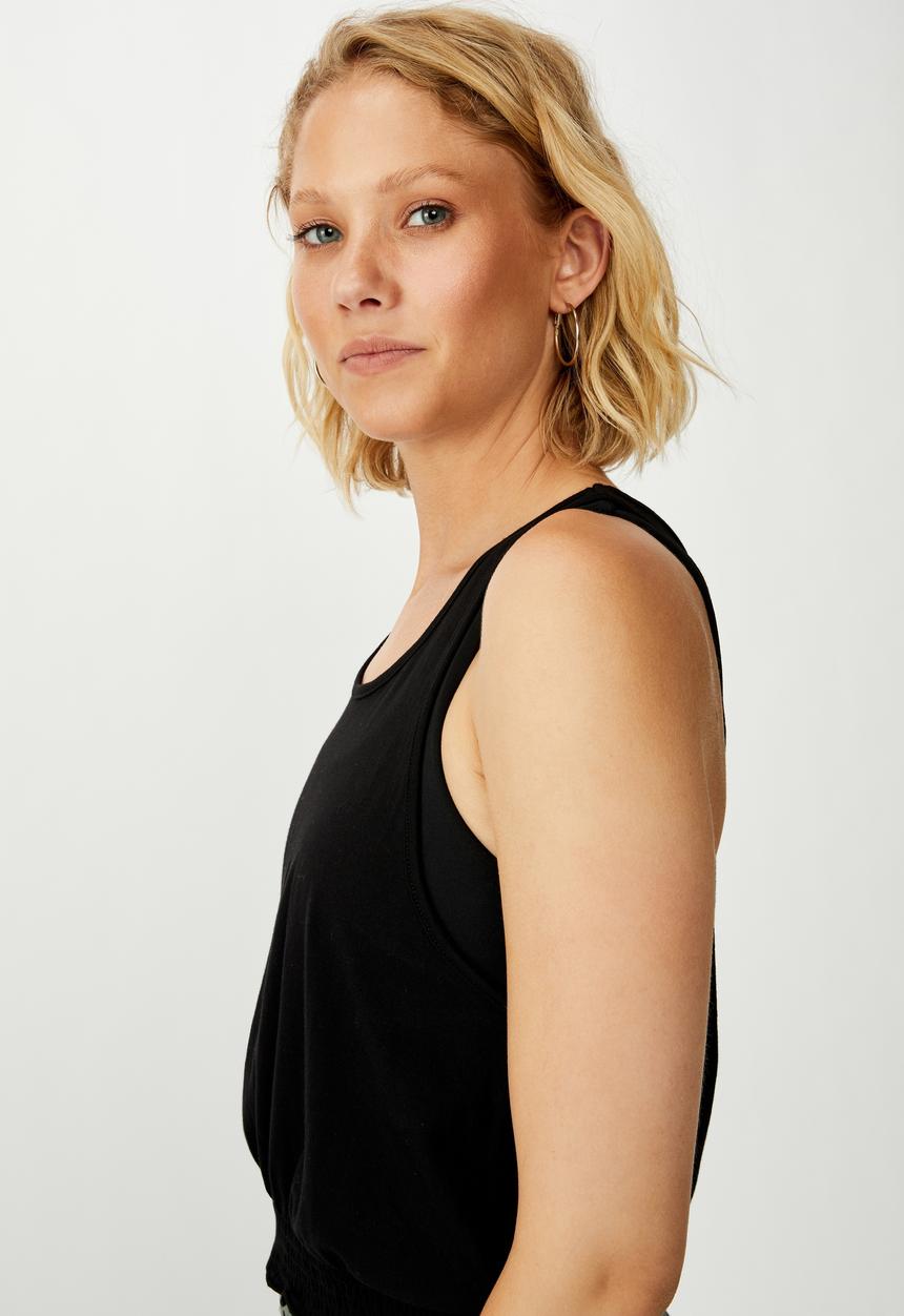 Cotton On - Ruched hem tank top - black