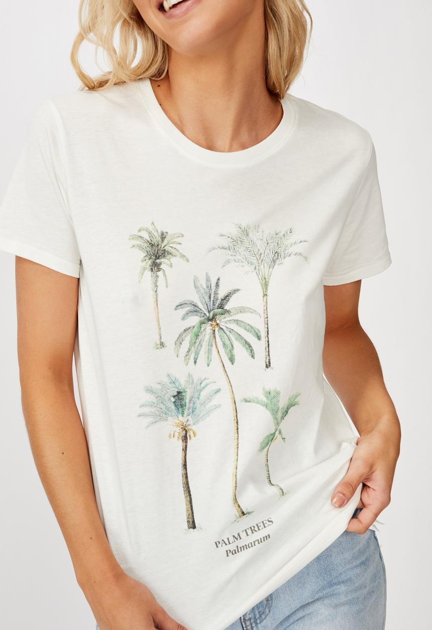 Cotton On - Classic arts T-shirt palm tree - gardenia