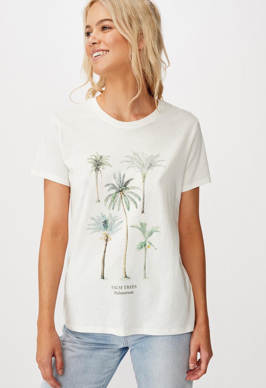 Cotton On - Classic arts T-shirt palm tree - gardenia