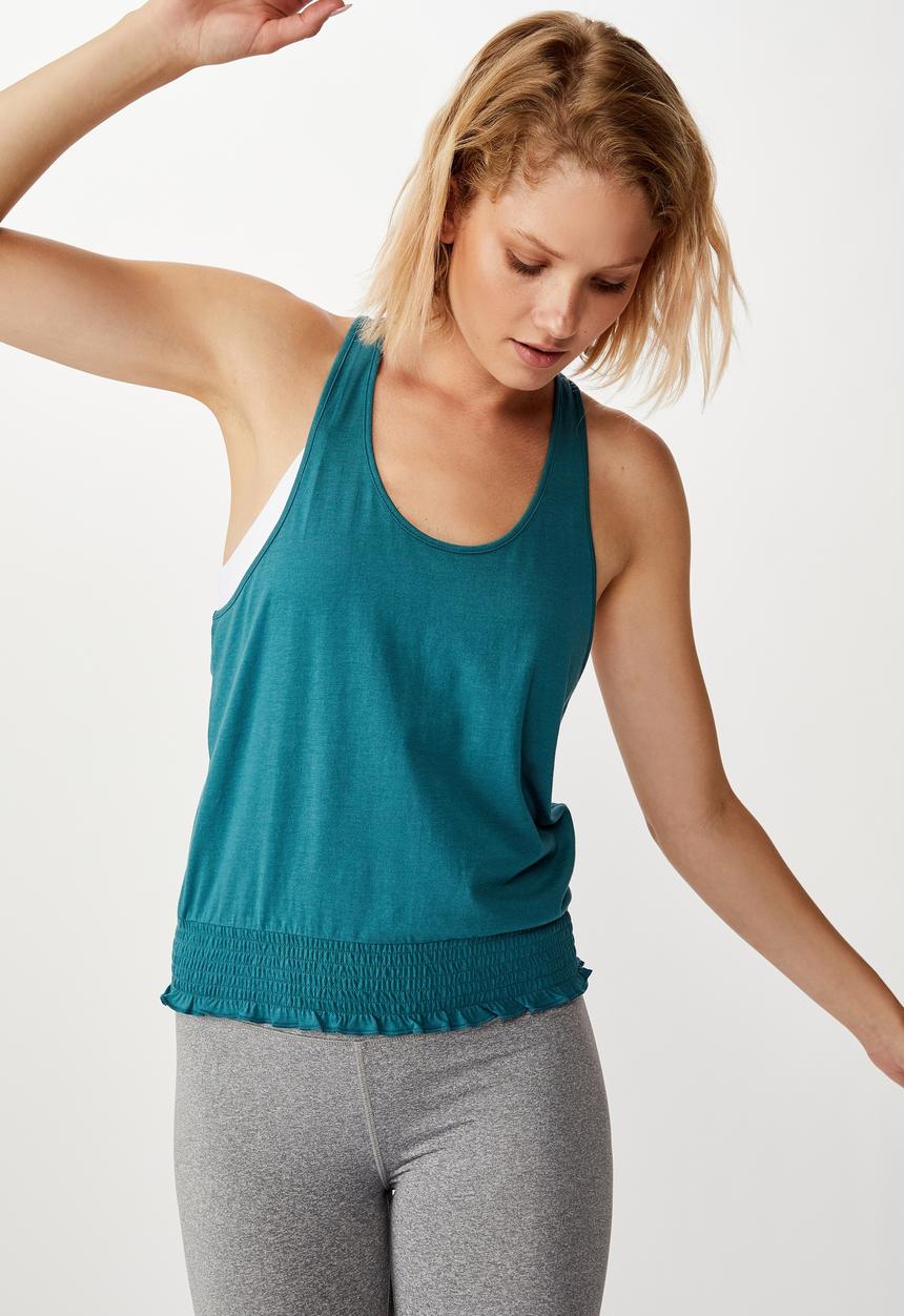 Cotton On - Ruched hem tank top - blue