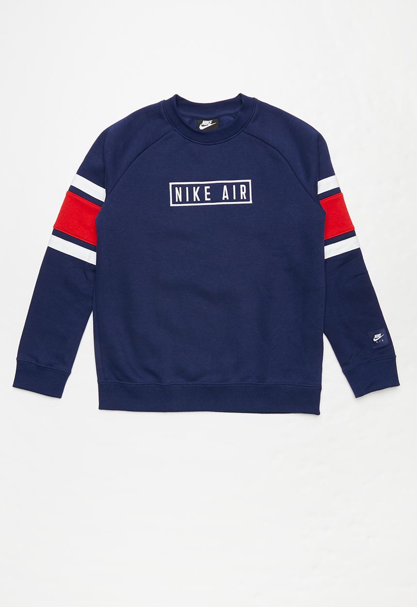 Nike - B Nike air long sleeve crew - blue & red